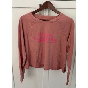 Aerie Graphic‎ Long Sleeve Cropped Top Casual Everyday Tee Shirt Small